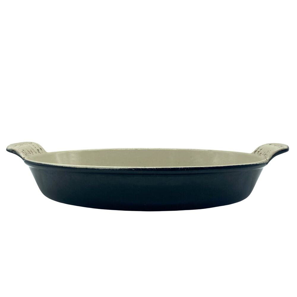 Le Creuset Black 24 Casserole Dish Round Enamel Cast Iron Made in France